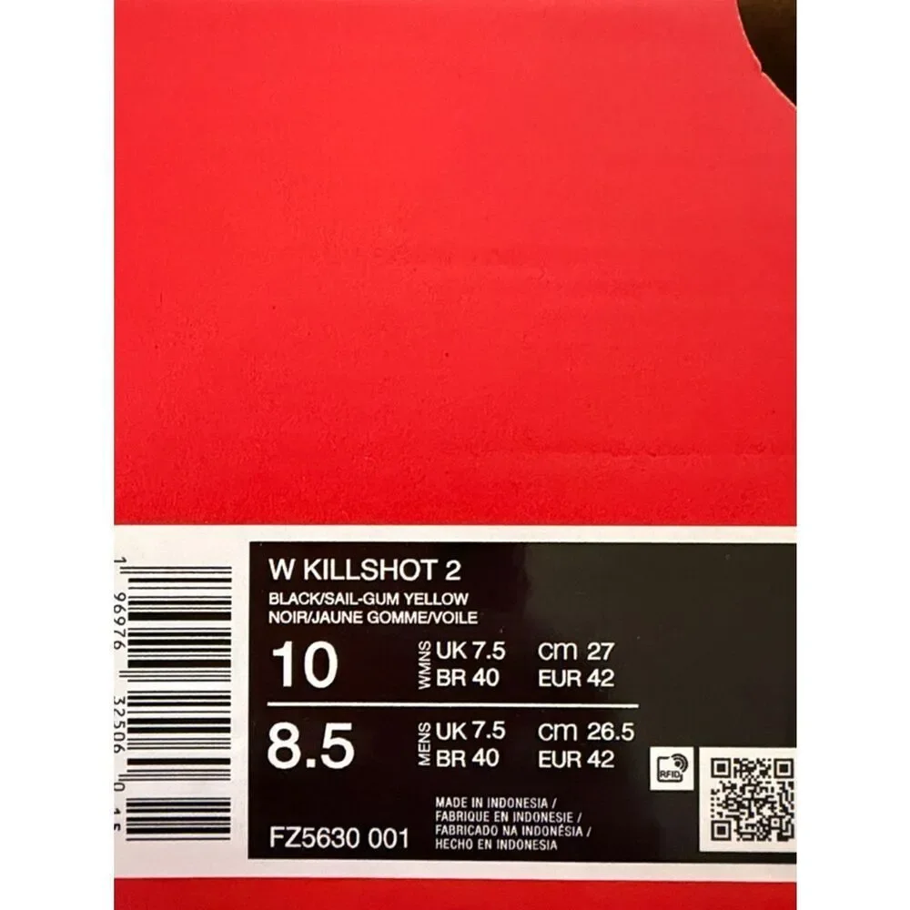 Nike Killshot 2 Black White FZ5630-001 Women’s Size 10